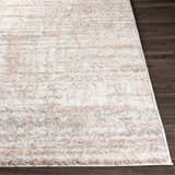Close-up of a plush Hammond Dusty Pink Rug showing cream, pink, and gray tones with a soft shag texture. Front