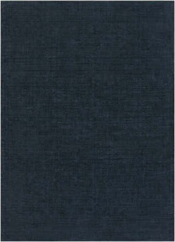 Close-up of the hand-loomed Brockton Solid Dark Blue Wool Rug showing its subtle striped texture. Design-Rectangle-811