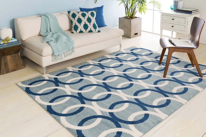 Beaman Teal & White Geometric Accent Pillow - Clearance