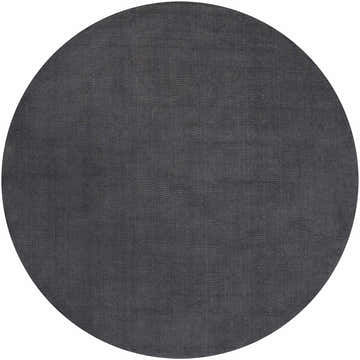 Close-up of round Brockton Solid Night Blue wool rug showing subtle striped texture. Charcoal color. Design-Round-6