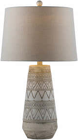 Tan and Cream Resin Lamp with White Linen Table Lamp - Clearance