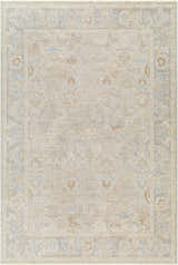 Close-up of the Istas Thick Luxe Area Rug in cloud gray with traditional floral patterns and a soft, plush texture. Design-Rectangle-6796