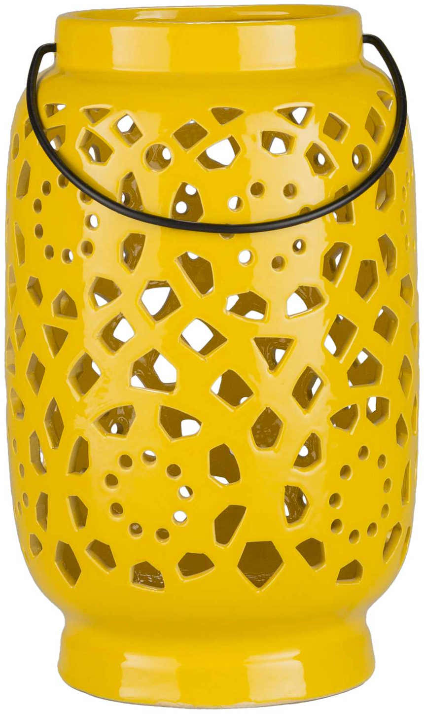 Jeiseyville Yellow Geometric Outdoor Ceramic Lantern
