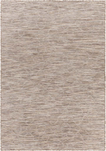 Close-up of Jerramungup Flatweave Area Carpet in brown, cream, and tan. Contemporary woven polypropylene rug. Design-Rectangle-537