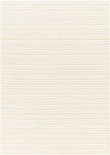 Close-up of the Greg Beige Area Rug, showcasing its subtle horizontal stripe pattern and woven texture. Neutral tones. Design-Rectangle-517