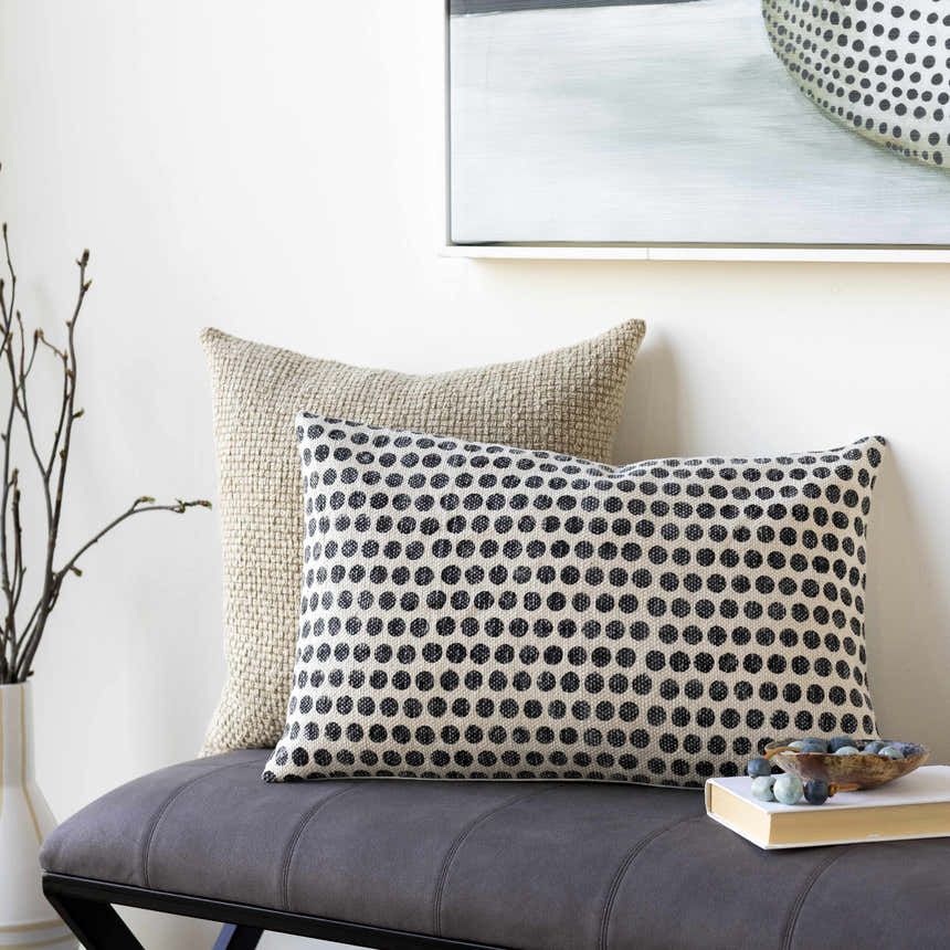 Funa Beige Square Throw Pillow