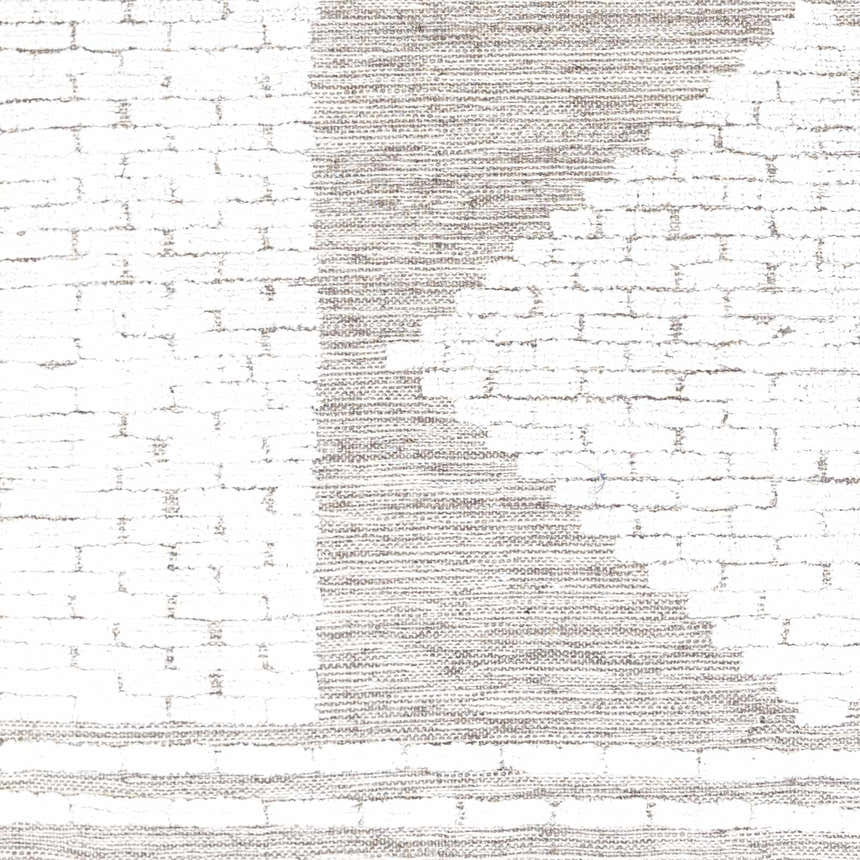 Close-up of the Junction Carpet, a hand-woven wool rug with a light beige and brown brick-like pattern. Swatch