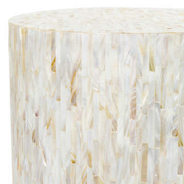Katico Ivory Mosaic Cylinder End Table