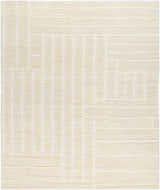 Close-up of the hand woven Kelburn Area Rug. Gray and light slate 100% wool with a contemporary geometric design. Design-Rectangle-810