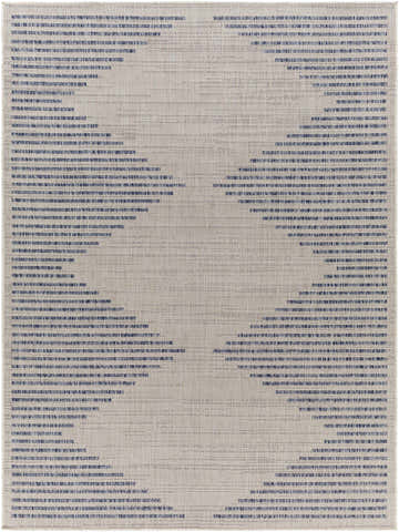 Close-up of the Khandallah Area Rug featuring a geometric pattern in cream and navy hues. Machine woven texture. Design-Rectangle-537
