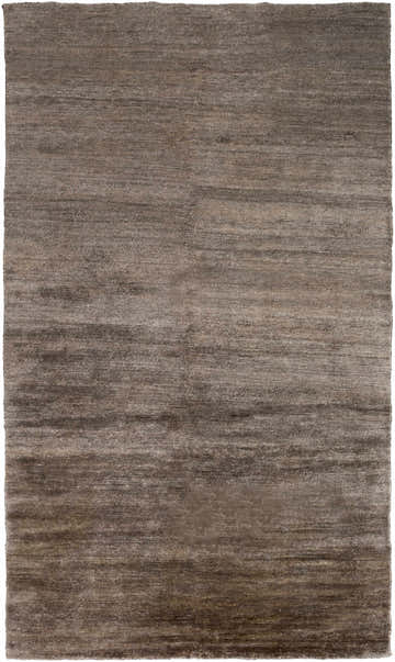 Close-up of the hand-knotted Kingwood Area Rug. Dark and light brown viscose fibers create a textured, transitional design. Design-Rectangle-58