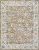 Close-up of the Kerem Damask Thick Luxe Boutique Rug. Features floral damask pattern in charcoal, cream, and light brown tones. Design-Rectangle-710103
