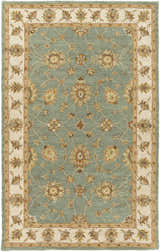 Close-up of the Lagrange Sage Regency Wool Carpet featuring a sage green field and floral pattern. Design-Rectangle-58