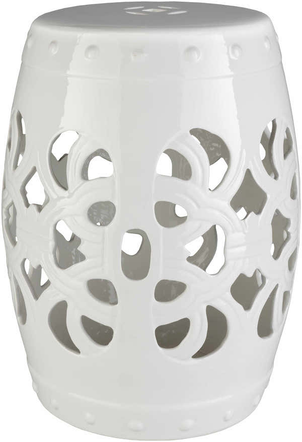 Lalauigan White Ceramic Outdoor Stool Table