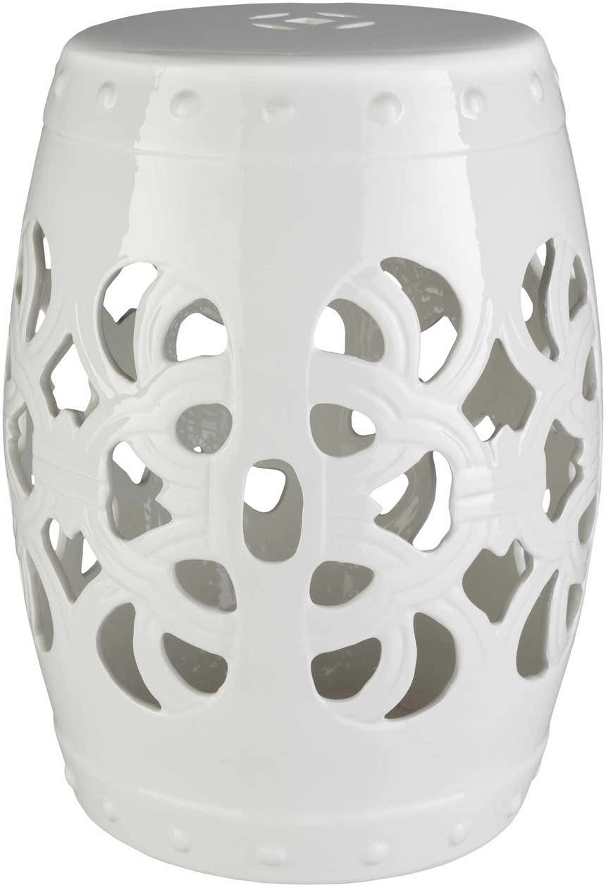 Lalauigan White Ceramic Outdoor Stool Table