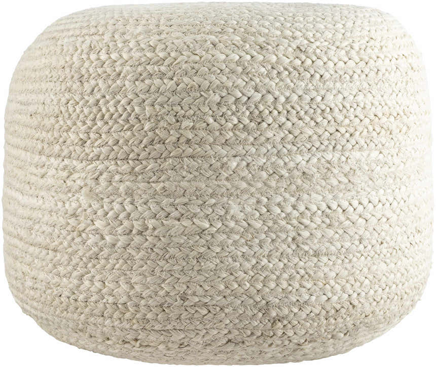 Lavertezzo Ash Knitted Beige Cotton Pouf