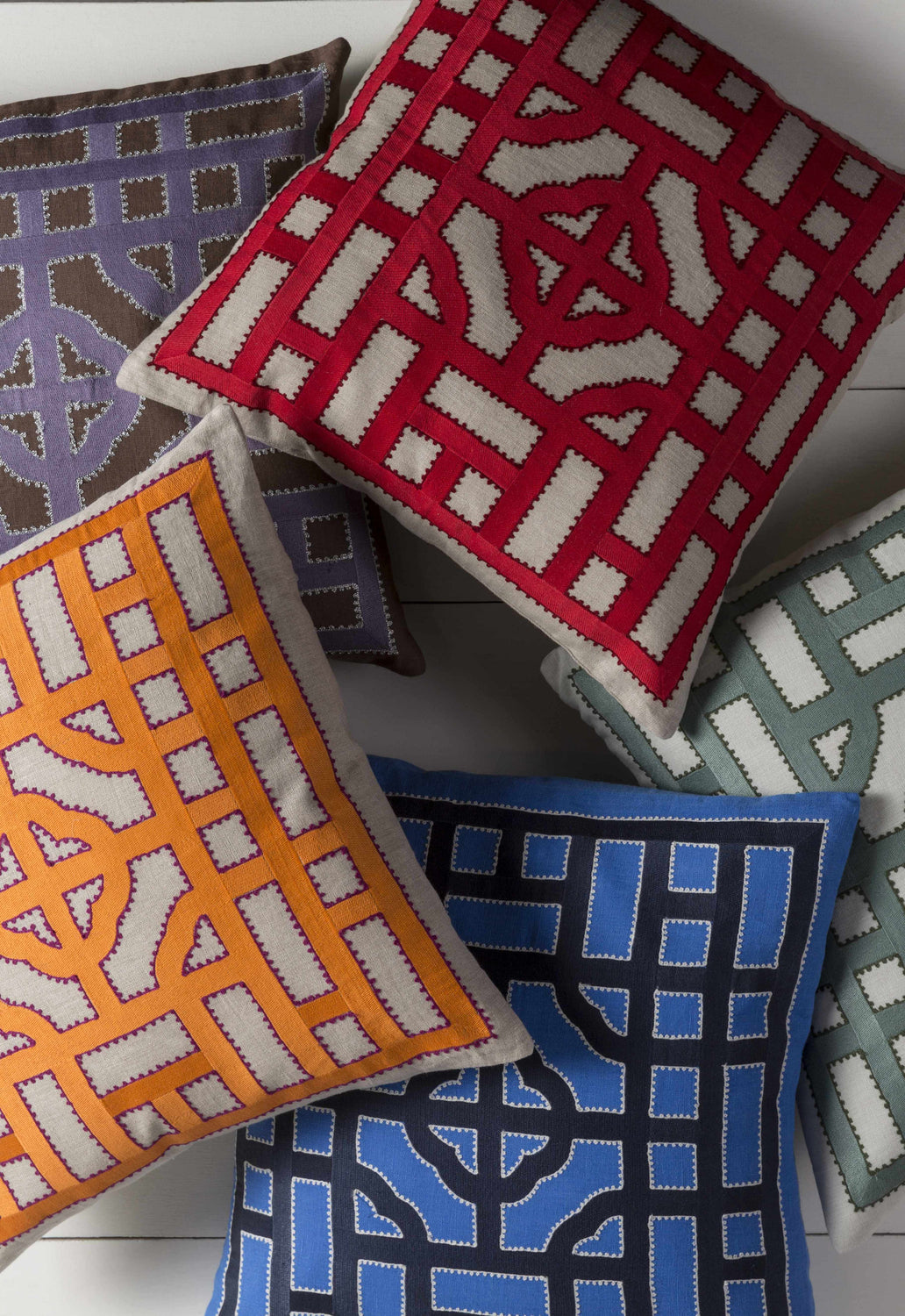 Athelstone Red Geometric Pattern Accent Pillow - Clearance