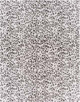 Close-up of Alderbury White Leopard Print Rug. Black animal spots on off-white polypropylene rug. Contemporary style. Design-Rectangle-710102