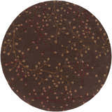 Close-up of round Brown Elsu Area Rug. Hand-tufted wool rug with brown, burgundy, and tan floral design. Design-Round-8