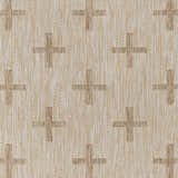 Close up of the Limbo Beige Outdoor Area Rug showing the geometric plus sign pattern and woven texture. Swatch