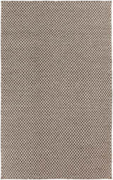 Close-up of the Lingo Brown Trellis Flatweave Rug, featuring a dark brown and oatmeal diamond pattern. Design-Rectangle-58