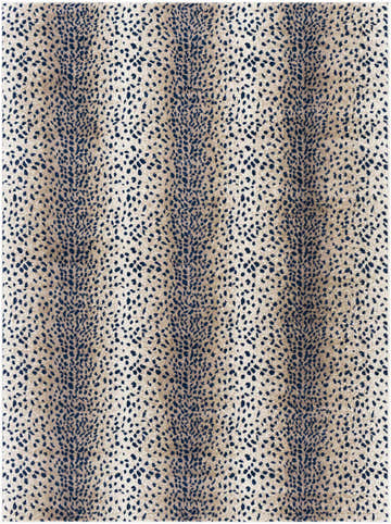Close-up of Pointblank Tan & Navy Leopard Print Area Rug. Tan, ivory, and navy animal print rug texture. Design-Rectangle-537