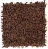 Close-up of the hand woven Lizton Area Rug. Dark brown wool and tan polyester create a contemporary design. Texture