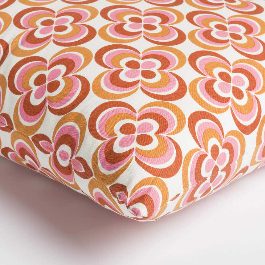 Longhorsley Retro Orange Floral Accent Pillow - Clearance