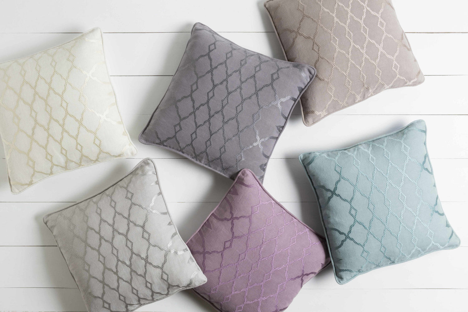Erindale Gray Lattice Pattern Throw Pillow - Clearance