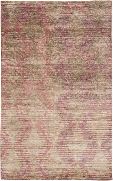 Close-up of the Midkiff Area Carpet. Hand-knotted viscose rug in gray, ivory, lilac, and off-white with a contemporary design. Design-Rectangle-58