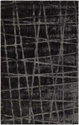 Close-up of charcoal Monango Carpet showing a contemporary hand woven grid pattern and soft polyester texture. Design-Rectangle-58