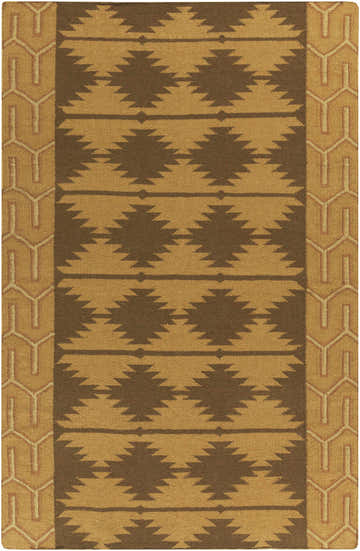 Close-up of hand woven Morse Area Carpet. Brown, medium brown, and tan Southwestern diamond pattern. Design-Rectangle-58