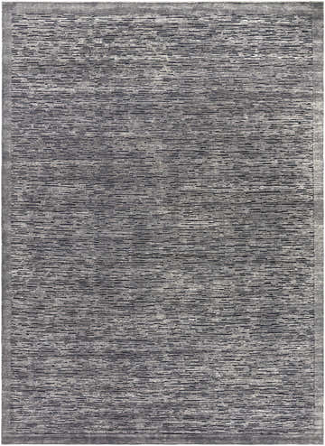 Close-up of the Motcombe Area Rug with a contemporary design in black and charcoal wool and silk. Design-Rectangle-811
