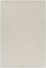 Close-up of the cream Maribyrnong 3D Outdoor Area Rug. Features a geometric, bohemian-inspired pattern. Design-Rectangle-5373