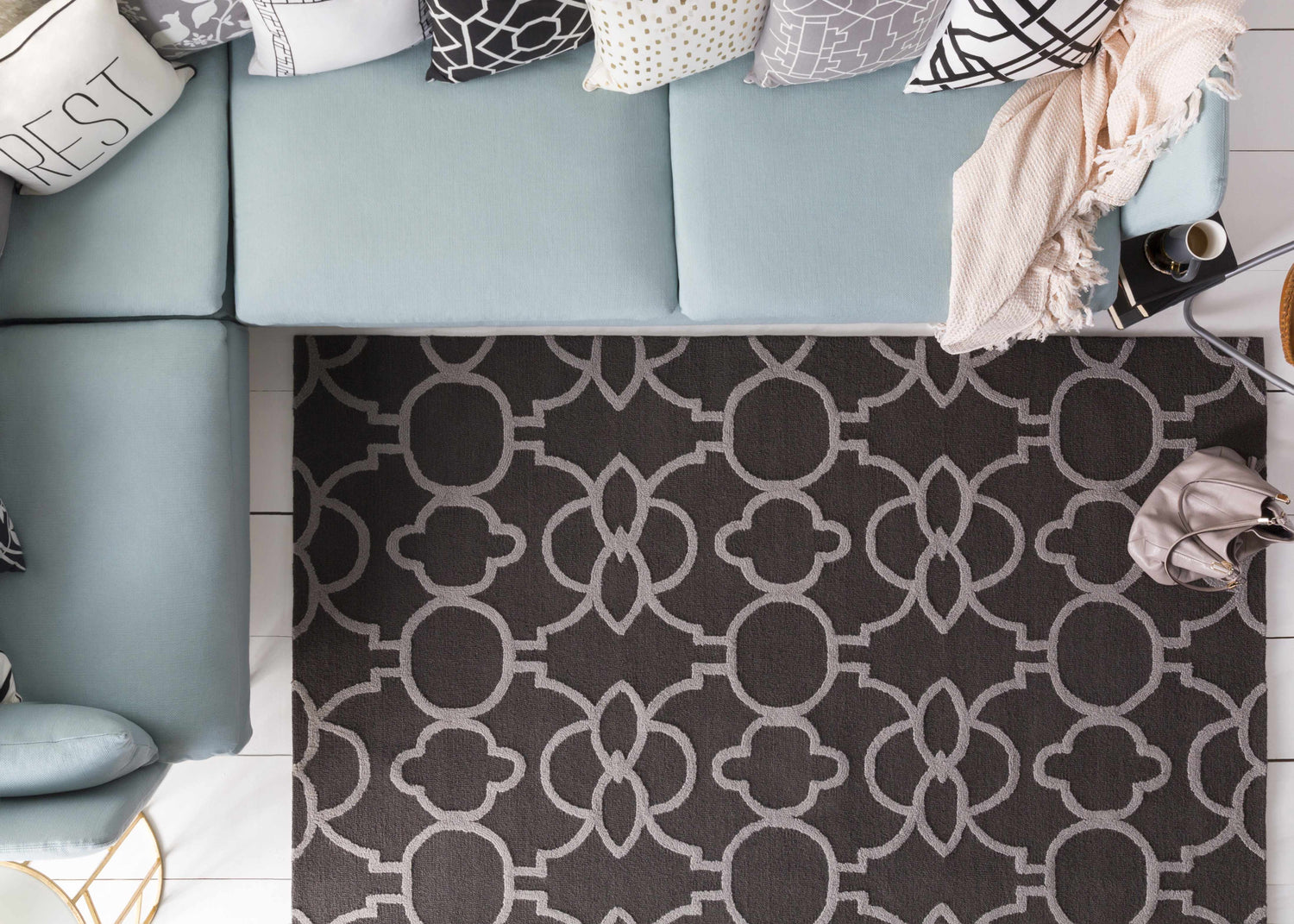 Greystanes Black White Lattice Accent Pillow - Clearance
