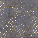 Close-up of the Elsu Brown Beige Wool Rug, featuring a floral branch pattern in brown, beige, and green on a denim background. Design-Square-8