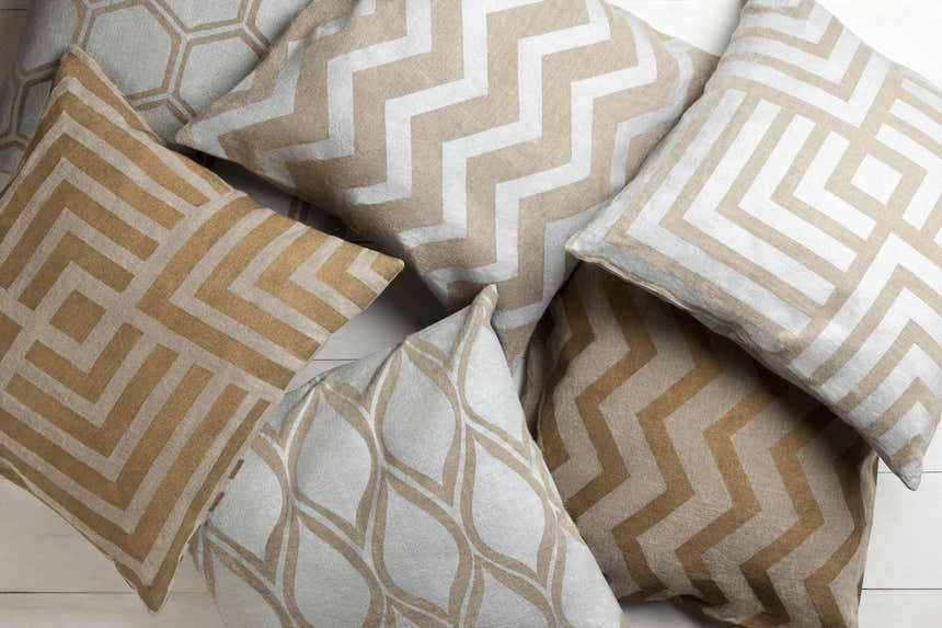 Atworth Tan Geometric Maze Throw Pillow - Clearance