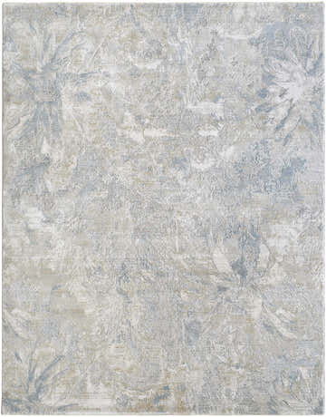 Close-up of the Nurit Blue Gray Thick Luxe Boutique Rug featuring a Southwestern-inspired abstract floral pattern. Design-Rectangle-710103
