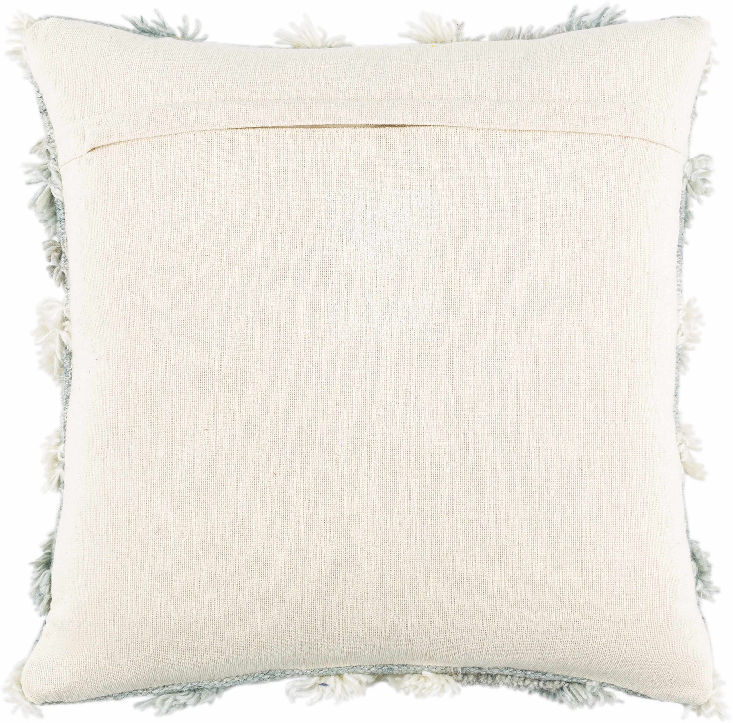 Icelin Ice Blue Fringed Textured Cottage Farmhouse Rayon Accent Pillow - Clearance