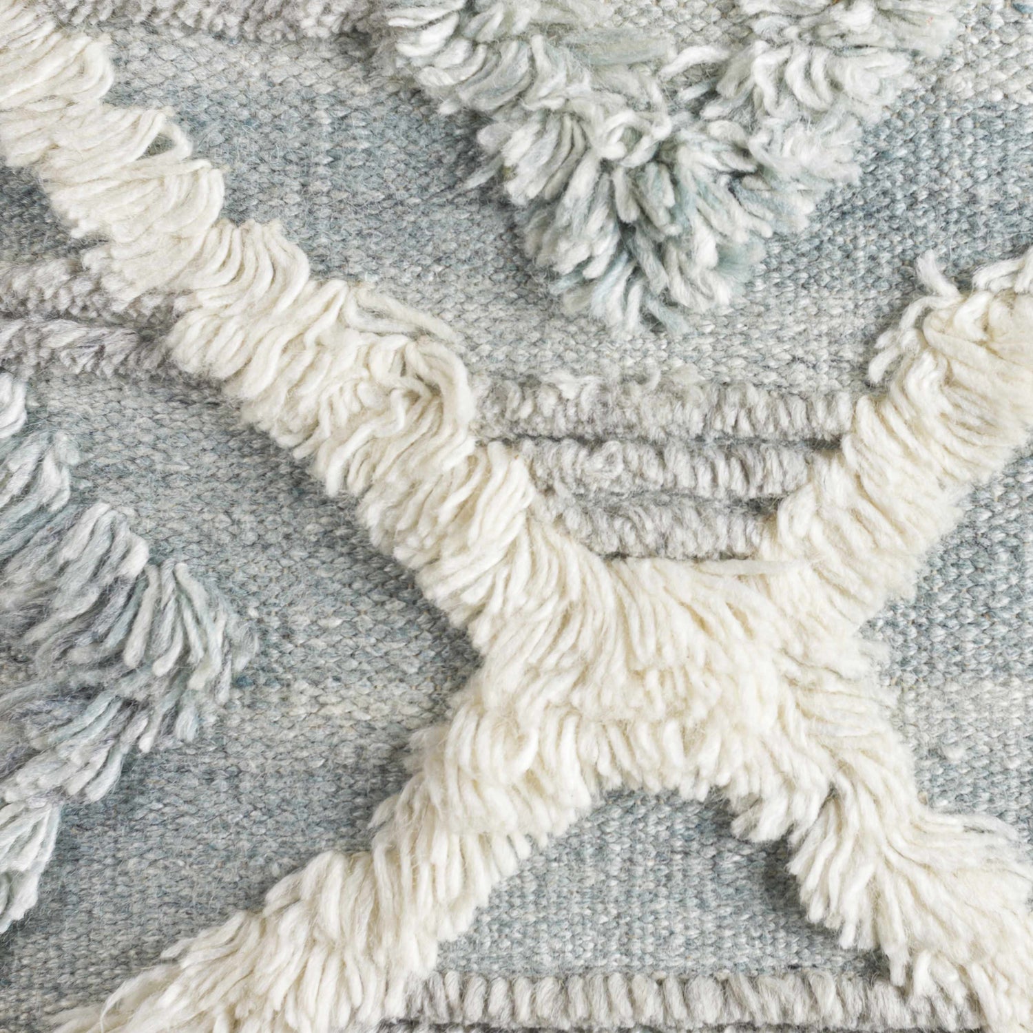 Icelin Ice Blue Fringed Textured Cottage Farmhouse Rayon Accent Pillow - Clearance