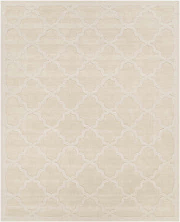 Beige Orick Hand Loomed Wool Area Rug with a subtle quatrefoil pattern and soft, textured weave. Design-Rectangle-810