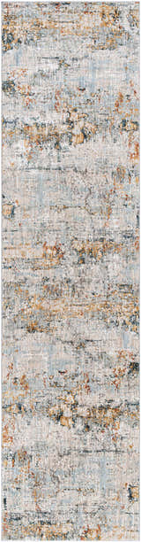 Close-up of the Ottawa Luxe Rug. Contemporary design with brick red, cream, dark blue, and teal abstract pattern. Design-Runner-2710