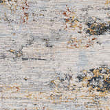 Close-up of the Ottawa Luxe Rug showing its cream, gray, brick red, and dark blue abstract Persian-style pattern. Swatch