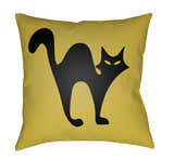 Halloween Cat Yellow Outdoor Throw Pillow