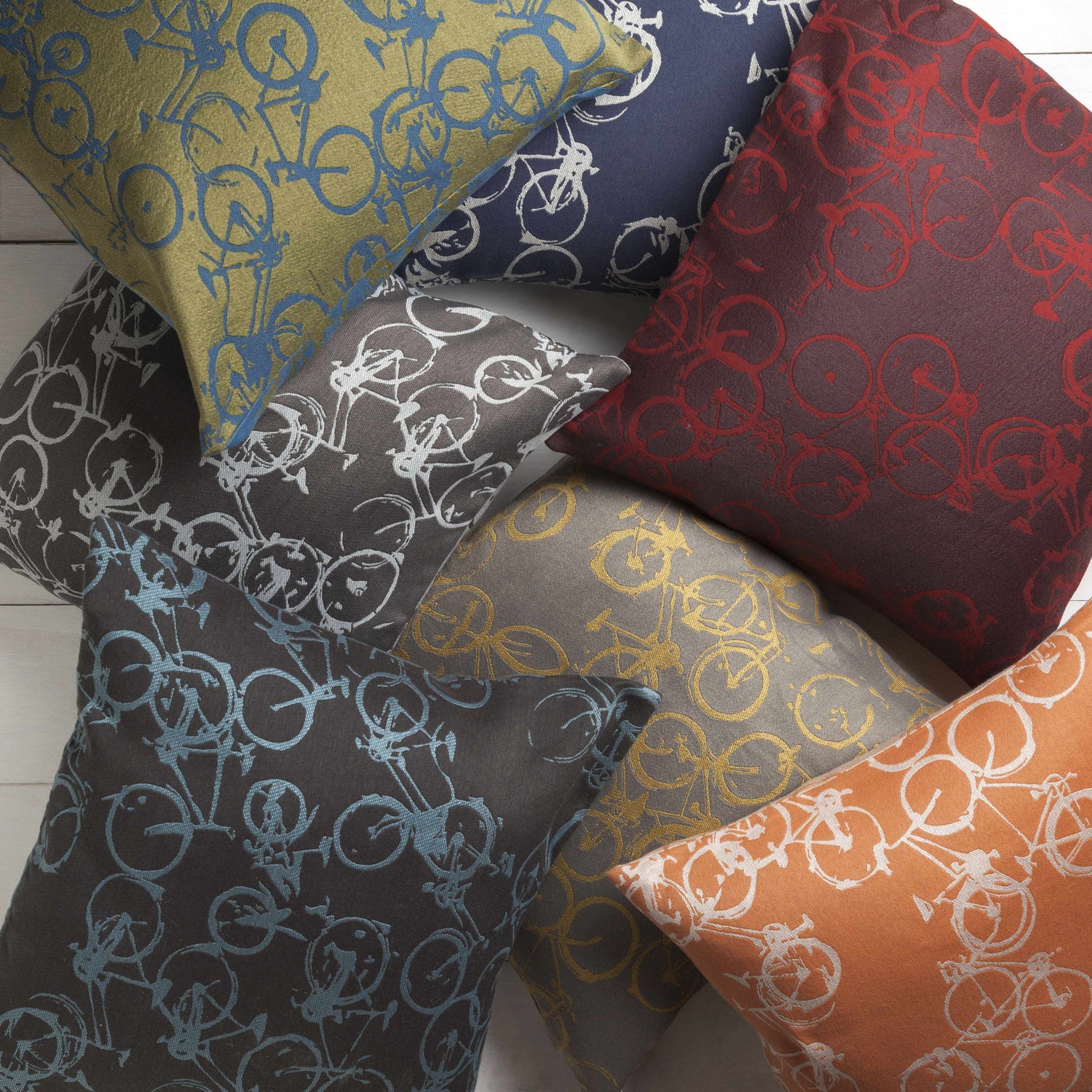 Saranac Gold Bicycle Blue Throw Pillow - Clearance