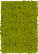 Close-up of the Frederika Solid Olive Green Wool Shag Rug, showing texture and color. Contemporary style. Design-Rectangle-23