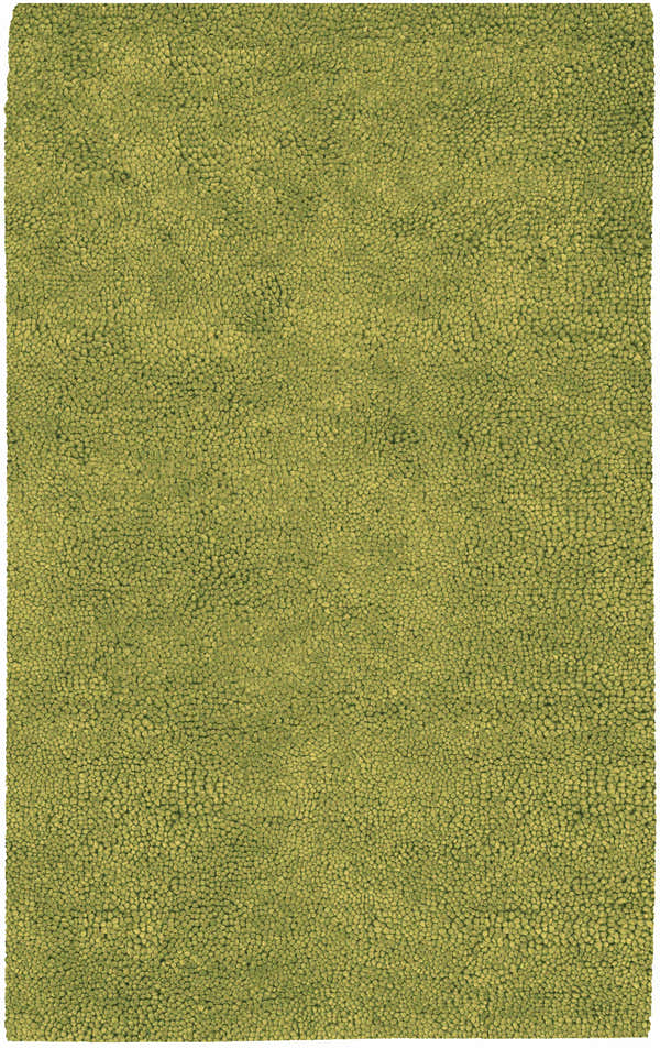 Close-up of Frederika Solid Olive Green Wool Shag Rug showing texture and color. Contemporary style. Design-Rectangle-58