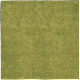 Close-up of the Frederika Solid Olive Green Wool Shag Rug, showing its plush texture and rich olive color. Design-Square-8
