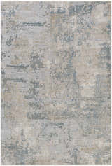 Close-up of Pialba Thick Luxe Abstract Smokey Rug. Features a smokey abstract design in dusty sage, light blue, and taupe. Design-Rectangle-6796