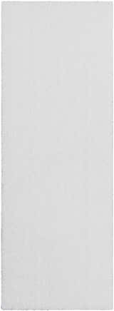 Close-up of a white, plush Piedmont Area Rug. Shag style, machine woven, 100% polyester. Design-Runner-2773